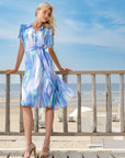 Jurk met knopen in indigo tie dye