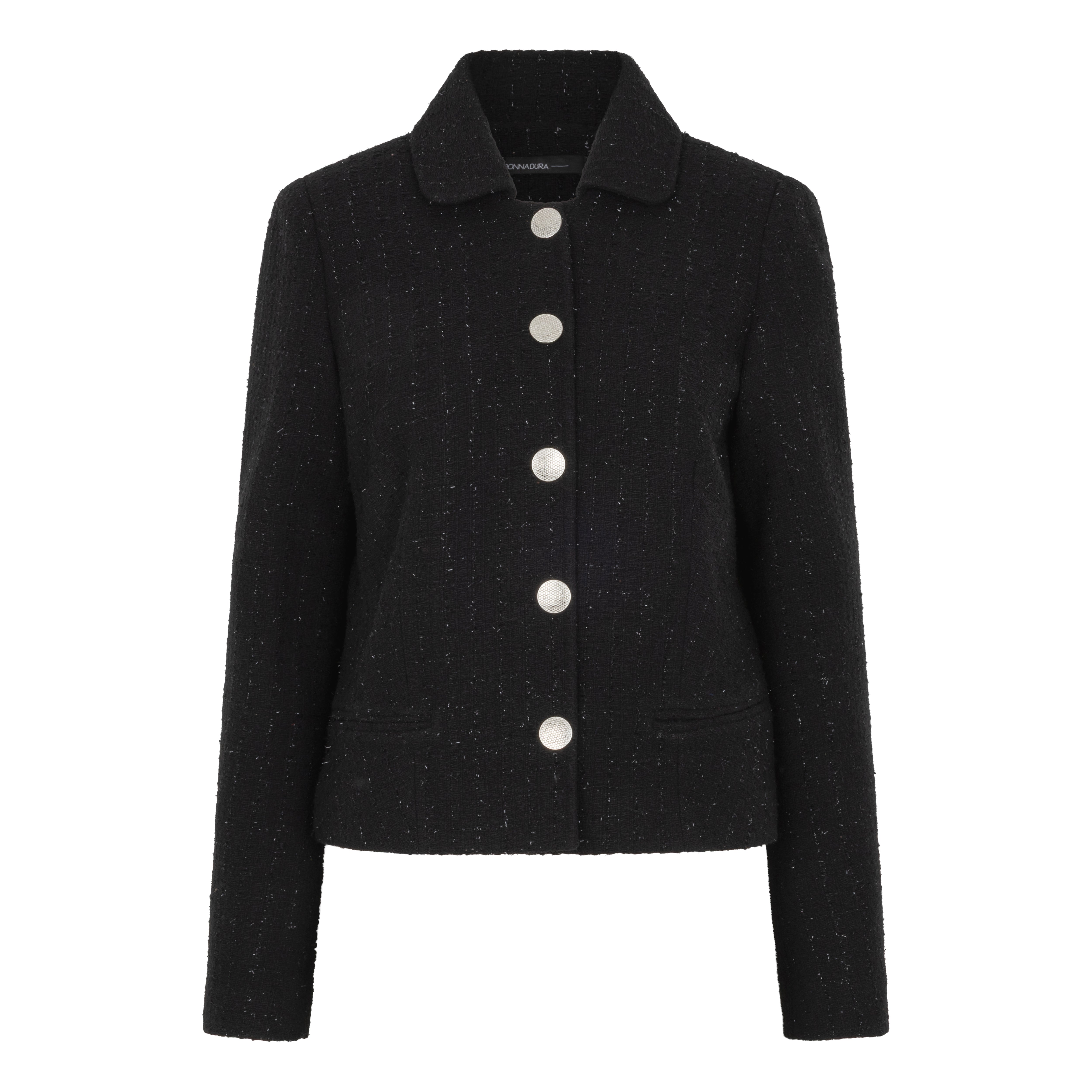 Zwart tweed jasje met knopen