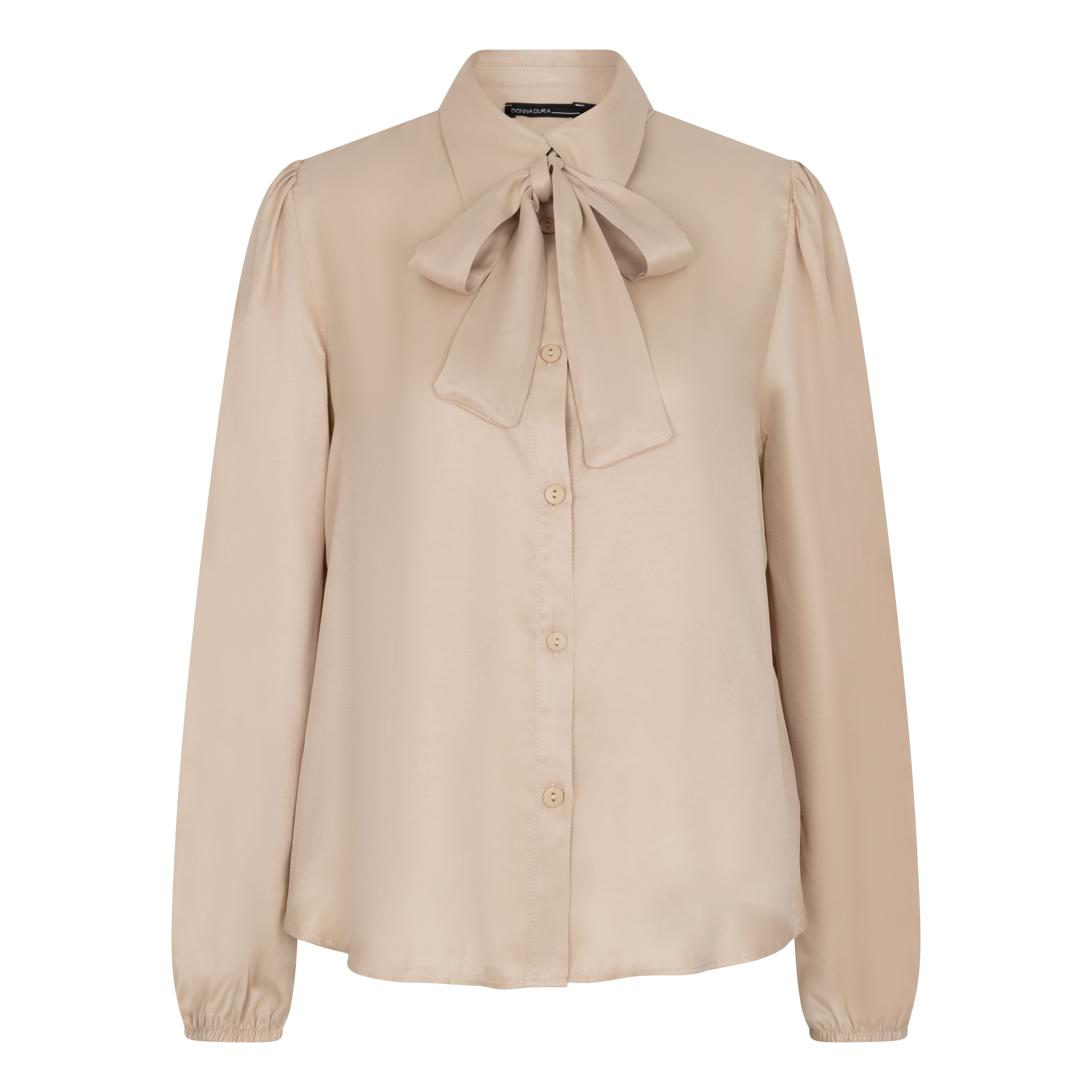 Satijnen blouse met knopen en sjaalkraag