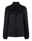 Satijnen blouse met knopen en sjaalkraag