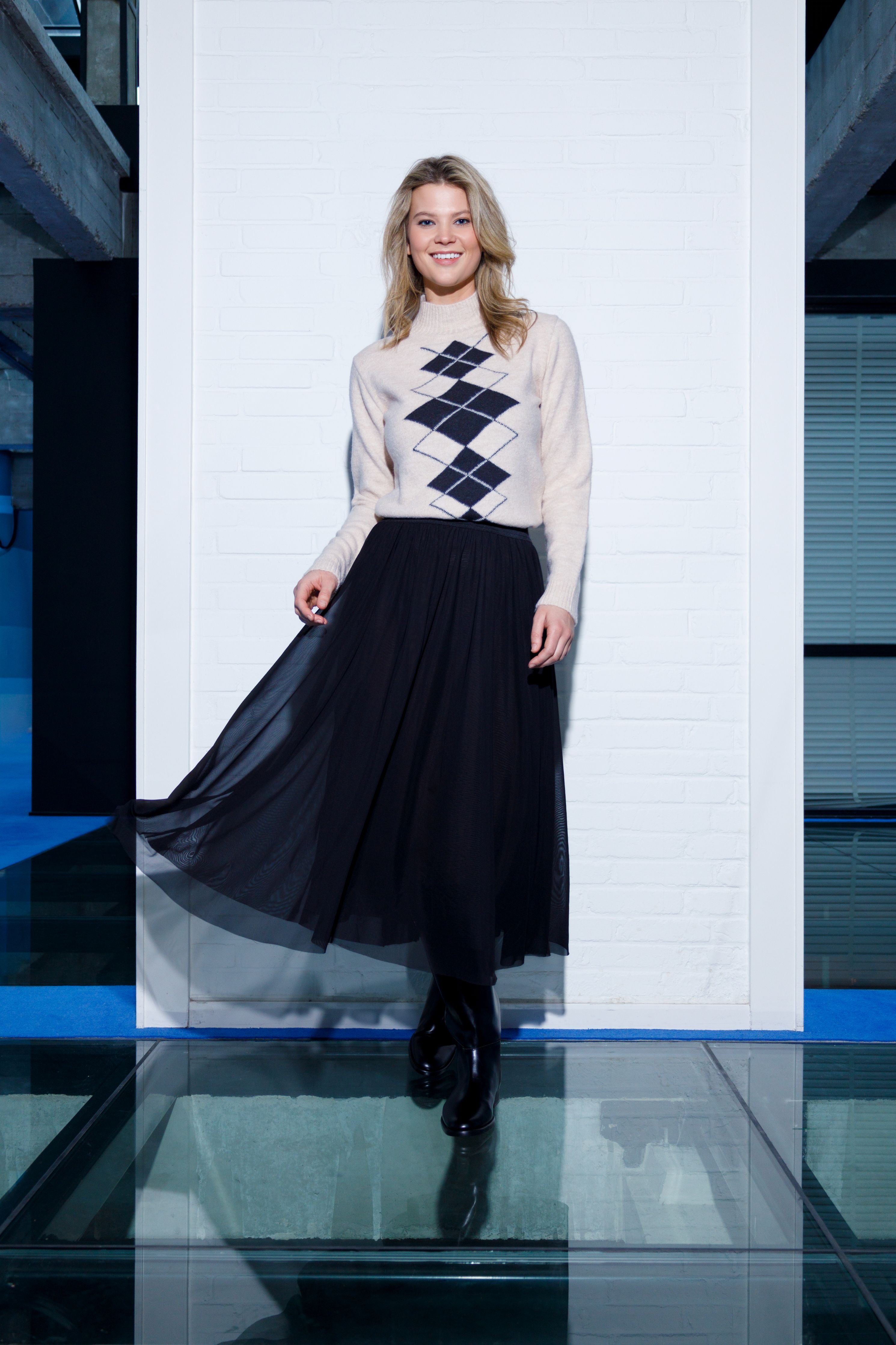 Maxi rok met mesh